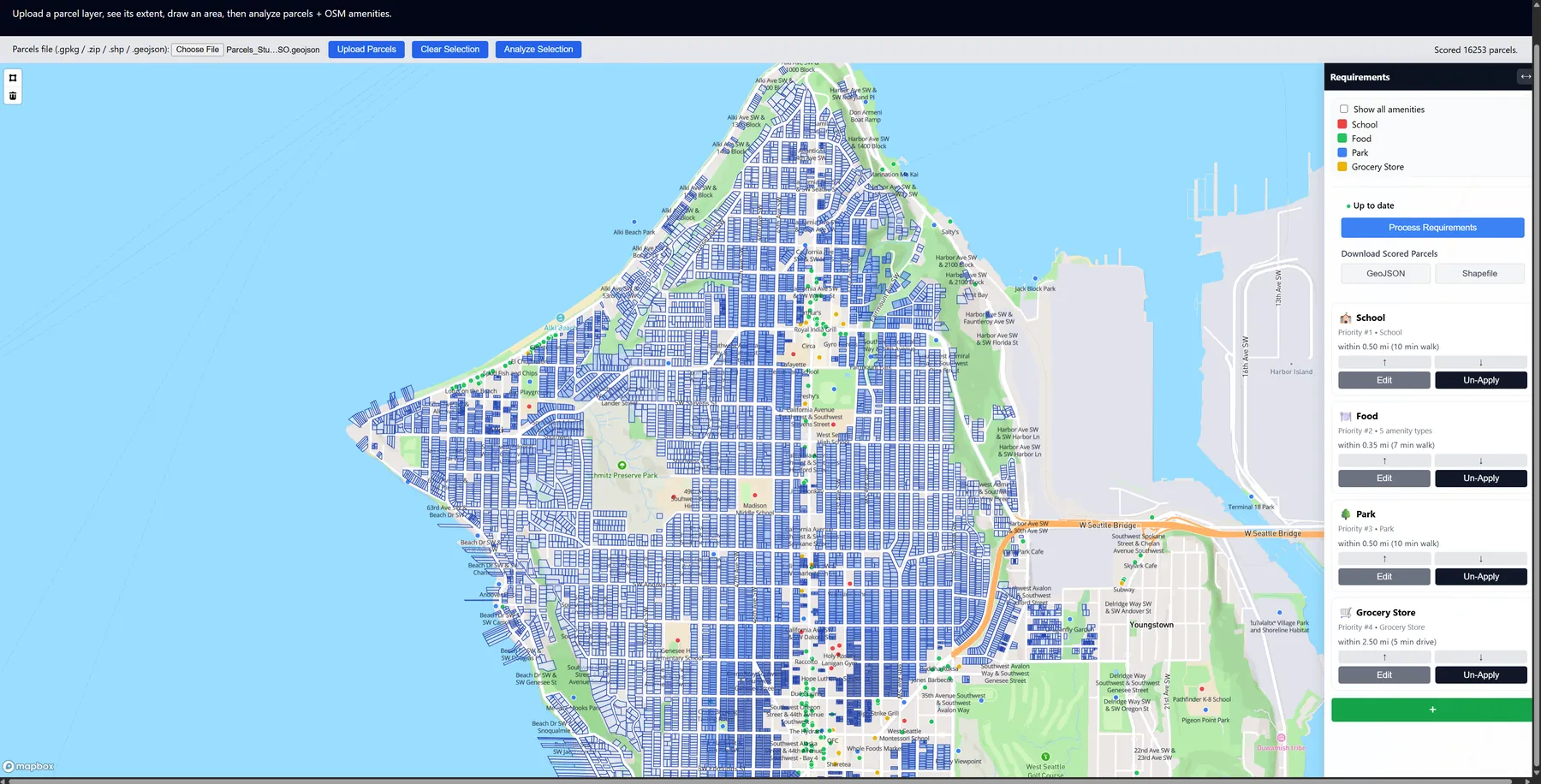 Parcel Web Analyzer suitability map